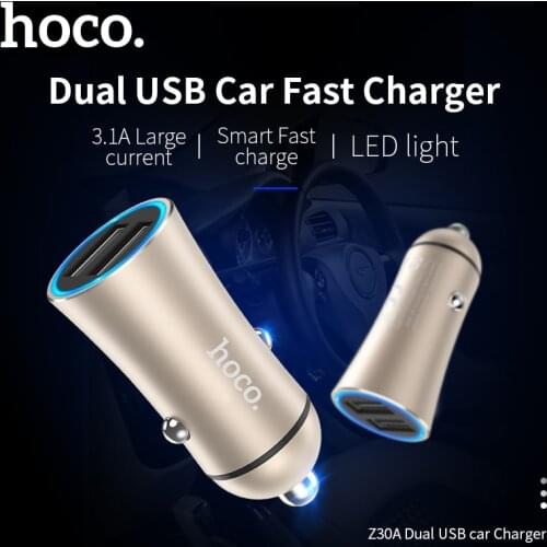 HOCO 5V 3.1A Dual USB Ports Car Charger Adapter with LED light Fast Charge Car-Charger for Samsung iPhone Xiaomi Huawei Camera