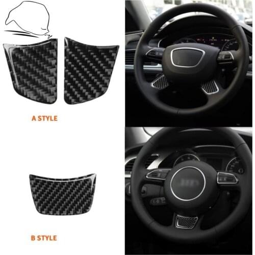 For Audi A6 S6 C7 A7 S7 4G8 2012-2018 Car Accessories Carbon Fiber Interior Steering Wheel Panel Cover Trim Sticker