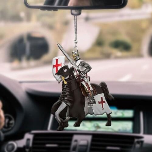D7YA Templar Riding Horse Auto Pendants Car Interior Decorative Accessories for Rearview Mirror Door Hanging Ornaments