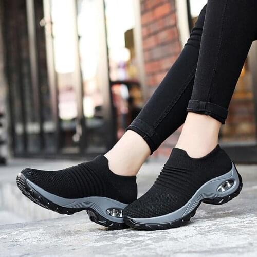 Oversize Air Cushioning Platform Sock Sneakers Girl Sport Shoes Sports Women Shoes Running Tennis Black Knitted Knit GMB-2026