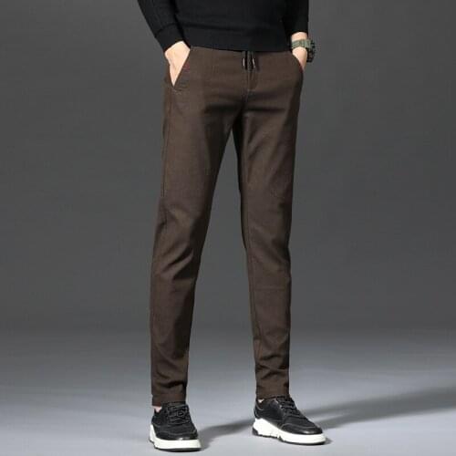 Cotton Slim Men Pencil Pants Business Formal Spring Summer Autumn Blue Male Young Full Length Long Casual Chino Man Trousers