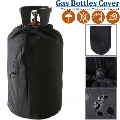Household Propane Tank Protective Cover 210D Black Oxford Cloth Waterproof Dustproof With Drawstrings Fits 20lb Tank Cylinder