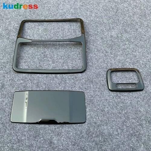 For Mitsubishi Delica 2020 2021 Black Car Front Rear Roof Reading Light Lamp Frame Moulding Cover Trim Interior Accessories 3pcs
