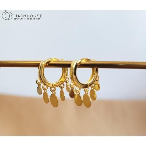 Pure Silver10mm Hoop Earrings For Women Shiny Small Leaves Drop Earing Brincos Femme Korean Style Jewelry Accesories Party Gifts