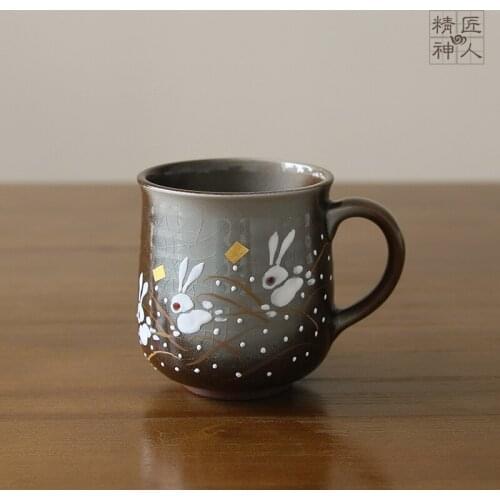 Nine valley imported from Japan to burn crack glaze hand-painted gold foil running rabbit mark cup glass ceramic cup