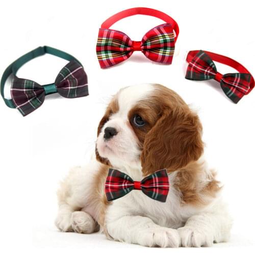 Christmas Cat Dog Collar Holiday Cats Dog Bow Tie Adjustable Neck Strap Cat Dog Grooming Accessories Puppy Cat Necklace