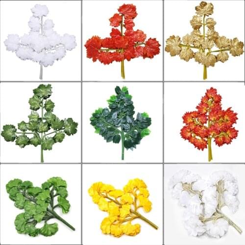 12Pcs Artificial Leaves Decorative Plastic Branches Simulated Banyan Leaves Plant Wall Family Wedding Party Decorative Leaves