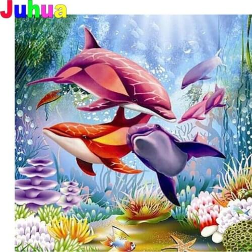 Dolphin 5d Diy diamond painting full square/round drill animal diamond embroidery mosaic painting diamond stitch home decor