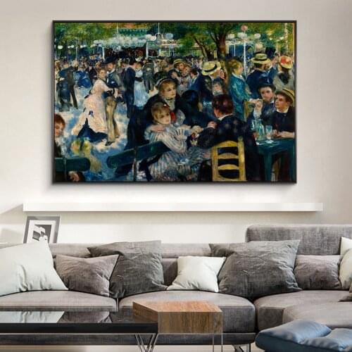 Renoir-Dance at Le moulin de la Galette Canvas Paintings Impressionist Famous Wall Art Posters And Prints Wall Pictures Cuadros