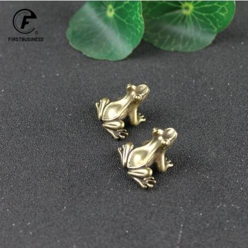 Brass Small Frog Miniatures Figurines Vintage Handmade Copper Animal Ornaments Home Decor Christmas Decoration Kawaii Gifts