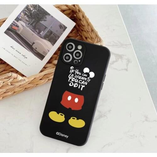 Cute Cartoon mouse black Phone Case For iPhone 11 12MINI 7 8 Plus X XR 12 13 Pro XS Max Soft Edge Shockproof soft silicone Capa