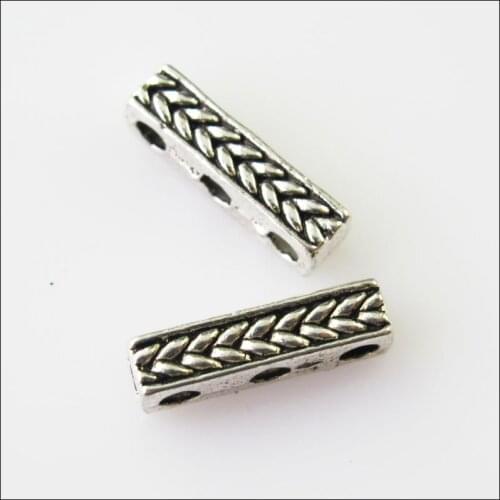 Fashion 15Pcs Tibetan Silver Color 3Holes Spacer Beads Bars Charms Connectors 4x15mm