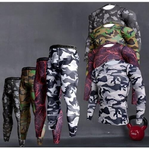 Men Compression Running Sets Fitness Tight Long Sleeve Sport Tshirt Training Jogging Shirts Gym Sportswear Quick Dry Rashgard