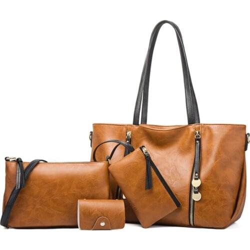 European American Fashion Four-piece Set Female Bag Four Seasons Universal Big Bag Totes Handbag Single Shoulder Crossbody Bags