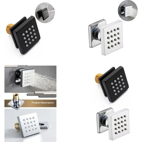 2 Inch Square Shower Body Spray Massage Jets Adjustable Wall Mount Shower Head Brass 2-Function Black/Ch rome Bathroom Accessor