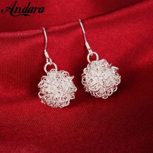 New 925 Sterling Silver Earrings Exquisite Ball Earrings Jewelry Wedding Wedding Gift Jewelry