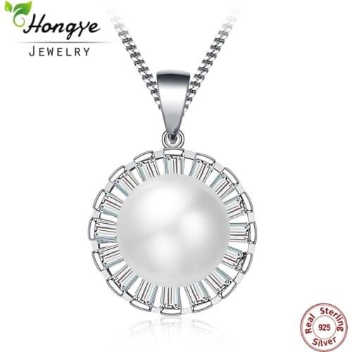 Hongye Classical Forever 925 Sterling Silver 11 MM Freshwater Pearl Pendant Necklace For Women Jewelry Kolye Collares Gift Box