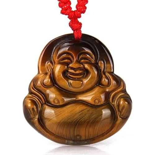 Drop ship Hand Made Tiger eye stone Pendant Maitreya Buddha Jade Pendant Necklace For Women Men pendant Jewelry