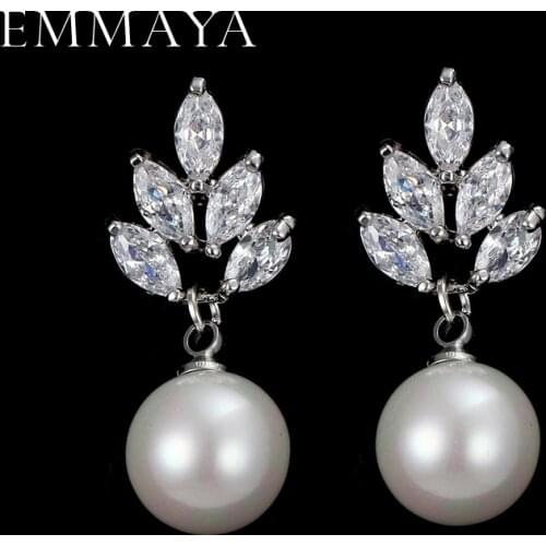EMMAYA Fashion Pearl Earring 2017 New Austria Crystal CZ Crystal Ear Stud Earrings Jewelry For Women Mom Gift