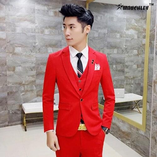 Modern Latest Coat Pants Designs Classic Solid Colors Tuxedo Prom Suits Mens Suits Slim Fit 3 Pieces (Jacket+Vest+Pants) 2018