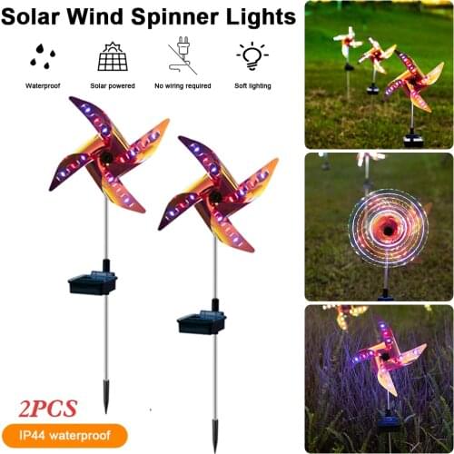 2pcs LED Spot Light Garden Path Landscape Lights 32LED Solar Ground Light Outdoor Decorative Windmill Waterproof Night Light