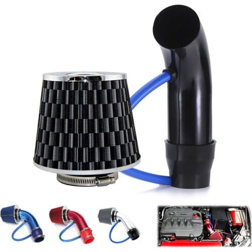 Universal 76mm Car Air Filter Clamp-On Mushroom Head Cold Air Intake Filter High Flow Washable Induction Kit with Bracket Clamps
