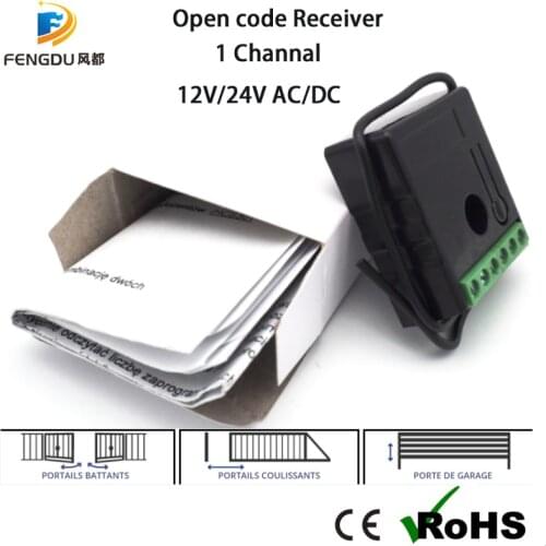 Universal Wireless 12V 24V Gate Opener Swing Sliding door opener 1 Channel remote control receiver 433mhz