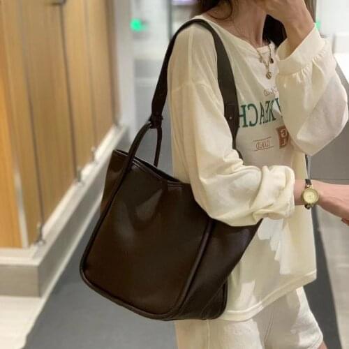 Office Work Womans Soft Leather Shoulder Bag Female Daily Large Capacity Portable Shopping Bags