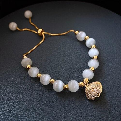 Gold Plating Opal Bracelet Korean Fashion Shell Baroque Pearl Trendy Women Adjustable Ins Bracelet Original Design 2021