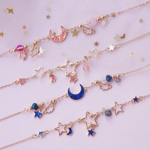 Star Moon Bracelet Collection Dream Color Stone Flash Drill Net Red Girl Super Fairy Wild Student Bracelet Female