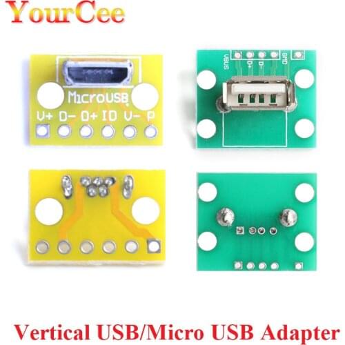 10Pcs USB Micro USB 2.0 Female Socket With PCB Board USB Female Connector 2.54mm 180 Degree Vertical Type Adapter Board New