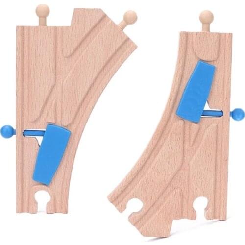 2pcs/set Blue Y-Switch Junction Switching Track Wooden Train Track Accessories Educational Railway Toys Bloques De Construccion