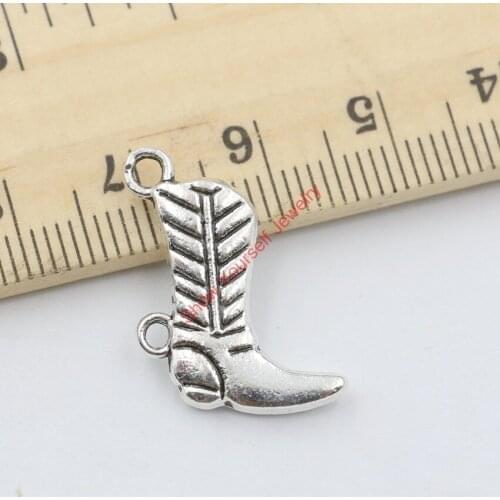 20pcs Tibetan Silver Plated Boot Charm Pendants for Jewelry Making DIY Handmade Craft 20x16mm