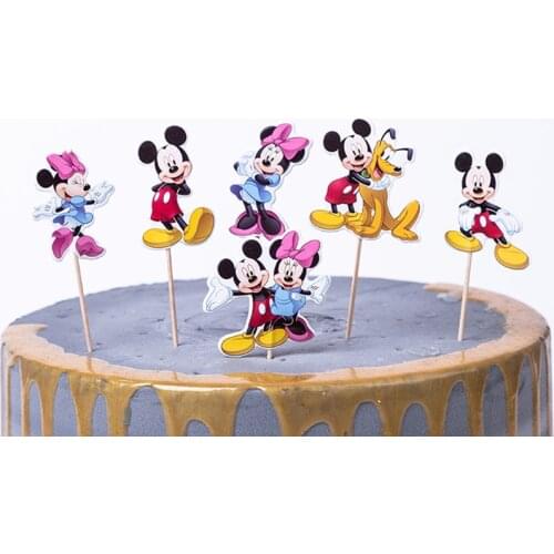 24pcs Cartoon Mickey Minnie Mouse Cupcake Toppers Pick Kids Birthday Party Supplies Wedding Cake Flag Decorations Girl Gift New