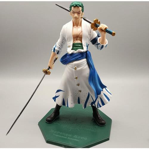 25CM Anime One Piece White clothes Roronoa Zoro Action Figure PVC Collectible Model Toy Gift