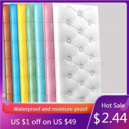 3D Headboard Soft Bag Bedroom Living Room Decoration Tatami Bed Backrest Child Anti-collision Wall Sticker