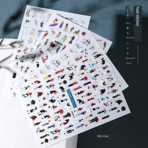 3D nail sticker sticker cartoon cute decal summer abstract character surf nail patch meter patch manicure decoration