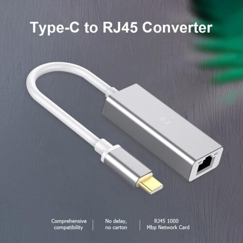 Aluminum Alloy Type-C to RJ45 Adapter with LED Indicator 5Gbps USB C Network Card Converter Gigabit Ethernet Converter