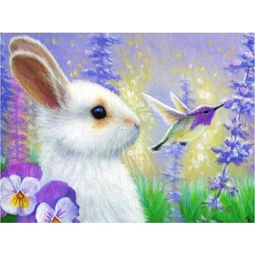 Diamond Embroidery Rabbit and hummingbird Painting By Numbers DIY Diamond Painting Full Square Round Diamond Mosaic Decoration