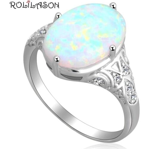 White fire Opal silver plated Ring Oval Design Fashion Jewelry Rings USA size #7 #8 #9 OR565 new arrival