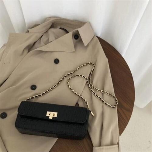 Elegant womans shoulder bag chain messenger bag 2020 NEW Fashion Ladies Small Square Bag black PU Leather Crossbody Bags purse