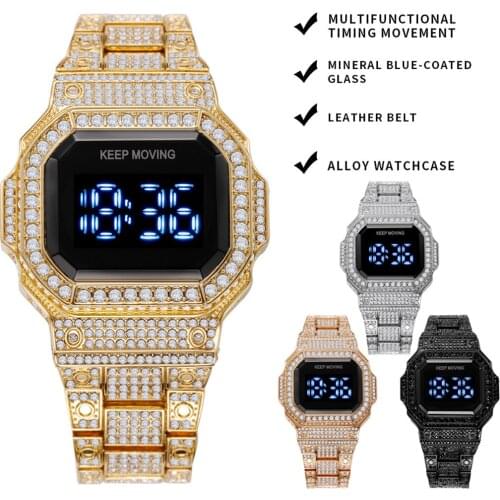 Explosive LED touch screen electronic watch inlaid diamond calendar quartz watch couple watch LED Men Watchs Relogio Masculino