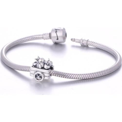 European Style 925 Sterling Silver Pumpkin Charms Fit Silver-Bracelet-China Brand GW Jewelry pumpkin car