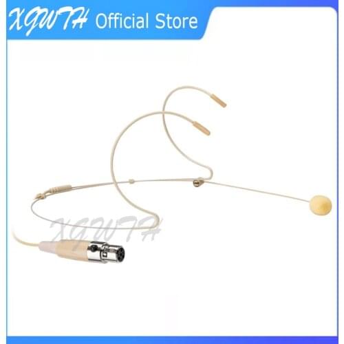 Headset Microphone Omnidirectional Condenser Double Ear Hanging Headworn Mic For Shure Wireless Body-Pack Transmitter 4 Pin XLR