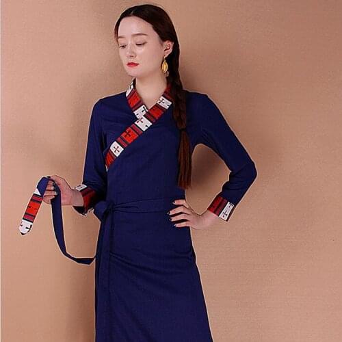 China National clothes robe flower tier clothing Tibetan female dress cangpao Mo class queen single-layer New Tibet Costume