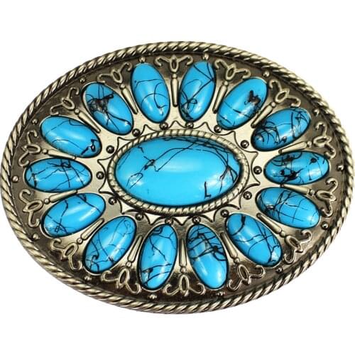 Cowboy Oval Turquoise Boho Belt Buckle Werstern Indian Cowgirl Stone Buckles