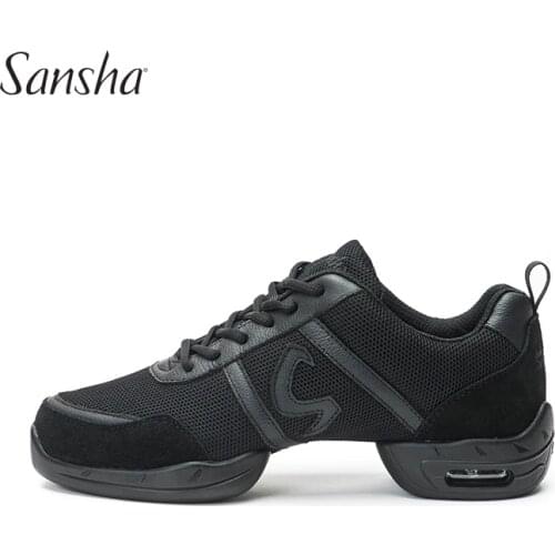Sansha Dance Sneakers Air Mesh Upper PU Split-sole Low top Lace Up Modern Dance Jazz Salsa Shoes For Women Men Girls P180M