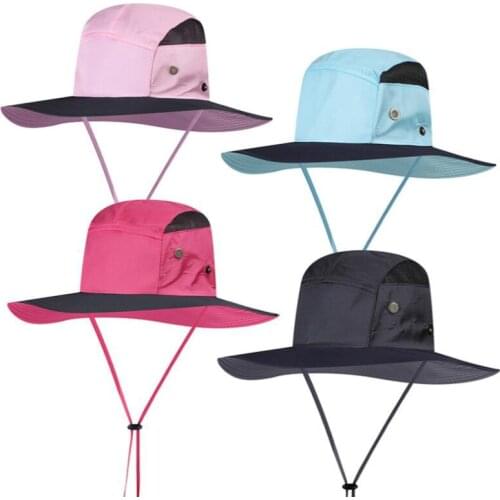 Wide brim patchwork fishing cap UV protection sunscreen men hat casual large brim bucket hat women summer sun hat beach panama