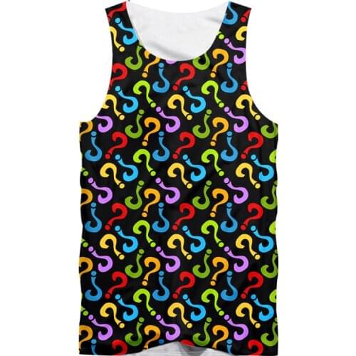 IFPD EU Size Unisex Tank Top Summer Cool Printed Color Question Mark 3D Singlets Vest For Women/men Hiphop Punk Sleeveless Tops