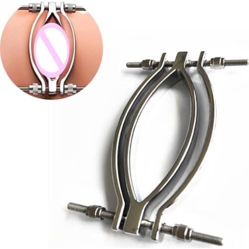 BDSM Thumbscrews Metal Labia Clamps, Pussy Spreader Stimulator,Easy Access to Clitoris and Vagina Massage Adult Sex Toys